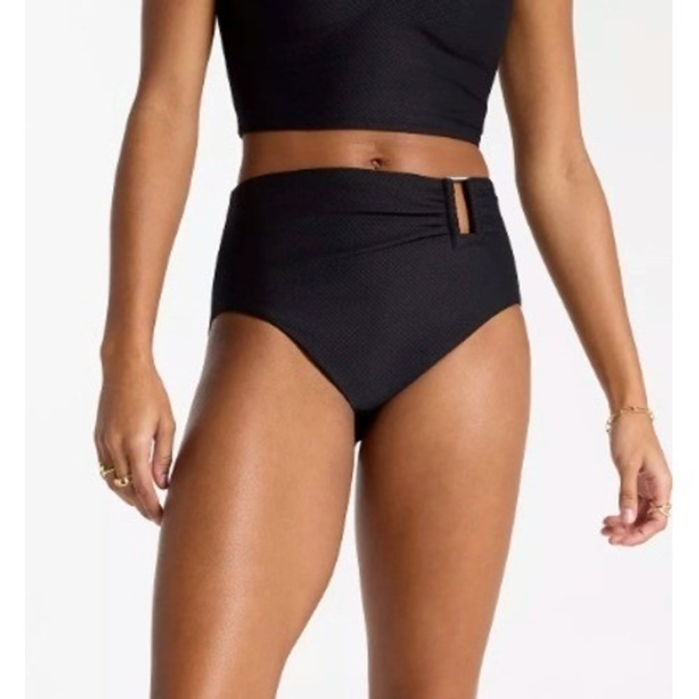 CALIA Womens Asymetrical Rectangle Trim‎ Swim Bottom Beach Wear Black Sz XXL NWT